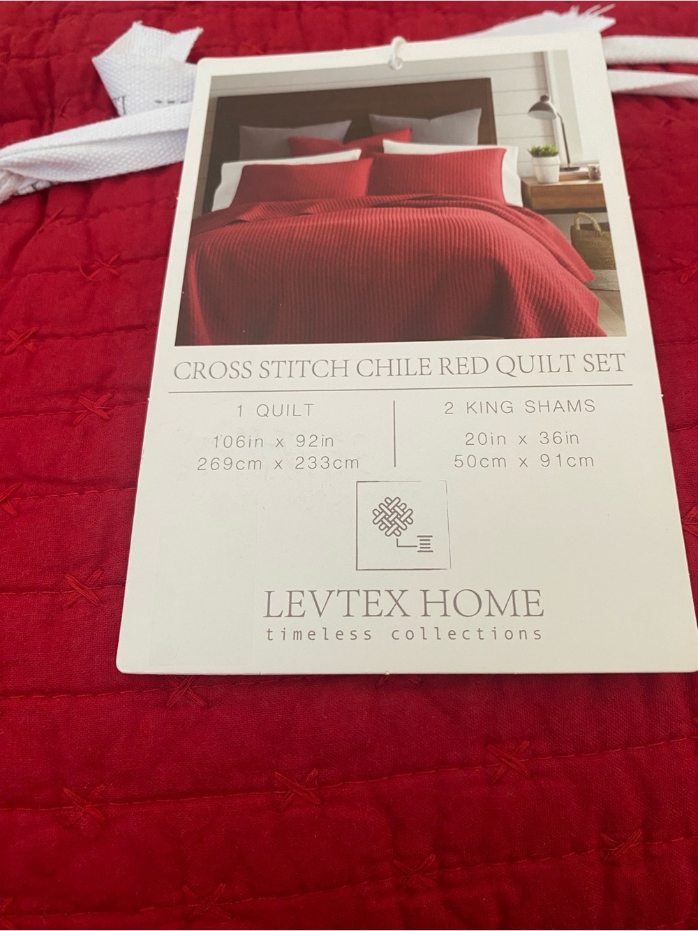 Levtex Home Cross Stitch Stitching 3-Pc. Quilt Set, Res King, 106x92